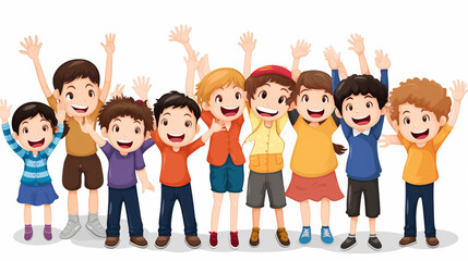 Obraz premium Children with their hands up white background