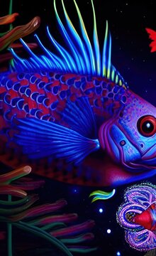 fish on a black background made using Generative AI Technology.