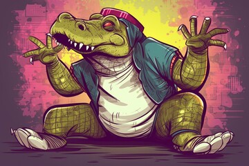 Crocodile Design Rapper Dancer Background Generative AI
