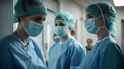 Doctor and nurses in special equipment