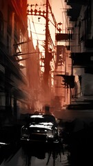 night city street made using Generative AI Technology.