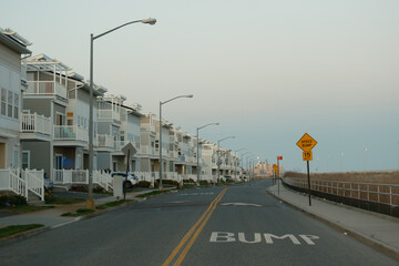 Fototapeta premium Beachfront houses in the Rockaways, Queens, New York