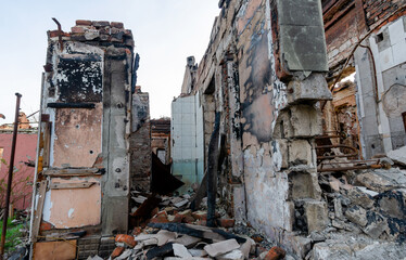 inside a damaged house in Ukraine