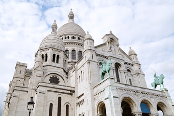 Sacre Coeur Cathedral on Montmartre Hill in Paris, France.