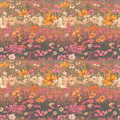 Obraz na płótnie Canvas Seamless flower field pattern
