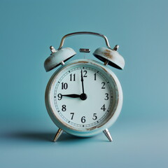 Naklejka premium old alarm clock isolated on light blue studio background, made with generative ai
