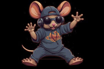 Mouse Cartoon Hip Hop Dancer Backdrop Generative AI