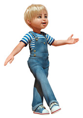 3D Rendering Caucasian Boy on White