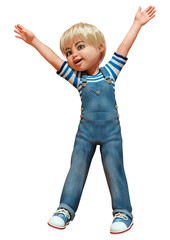 3D Rendering Caucasian Boy on White