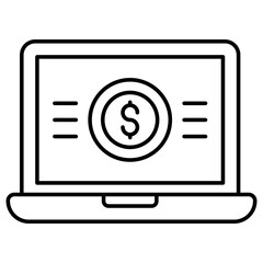 Dollar inside laptop, icon of online money