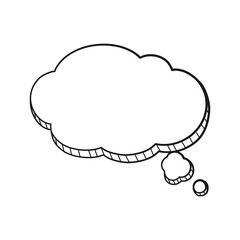 Comic speech bubble thought cloud 3D doodle outline vector illustration