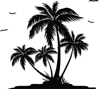 Black palm trees set isolated on white background icon/ logo isolated sign symbol design 