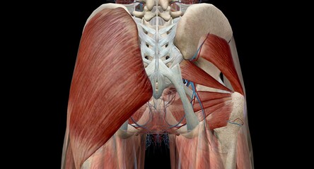 The hip is the joint between the hip, thigh, and pelvis bones. - obrazy, fototapety, plakaty