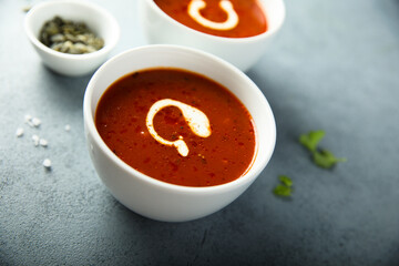Homemade tomato soup with cream