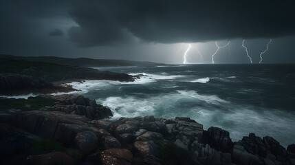 Obraz premium storm over the sea