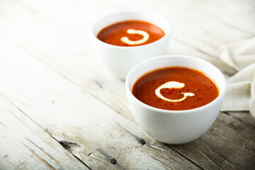 Homemade tomato soup with cream