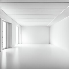 Obraz na płótnie Canvas Abstract white empty room with white wall floor and ceiling with smooth textures background. Generative AI