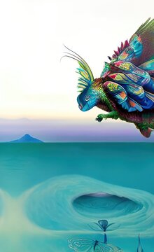 peacock in the sky made using Generative AI Technology.