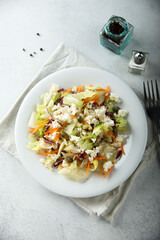 Healthy vegetable salad with cottage cheese