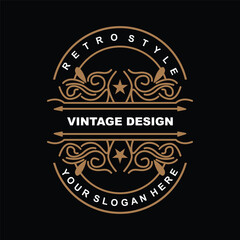 Retro Vintage Design, Luxurious Minimalist Vector Ornament Logo, With Mandala And Batik Style, Product Brand Illustration, Invitation, Banner, Fashion