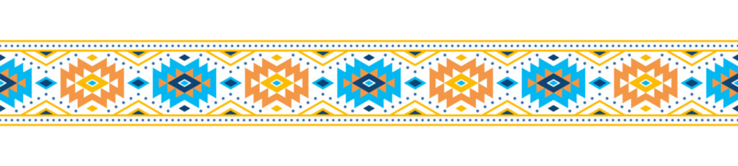 Ethnic style colorful seamless border. Tribal decorative tape of aztec motives. EPS 10 vector illustration.
