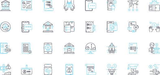 Mtary solutions linear icons set. Logistics, Efficiency, Automation, Advancement, Reliability, Integration, Innovation line vector and concept signs. Optimization,Planning,Streamlining outline