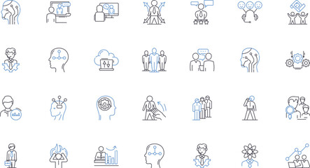 Middleman line icons collection. Broker, Agent, Intermediary, Facilitator, Mediator, Negotiator, Conduit vector and linear illustration. Link,Liaison,Go-between outline signs set