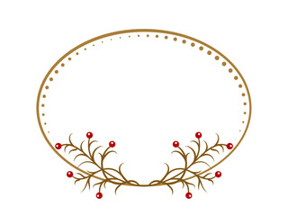 Vector horizontal oval dotted frame with floral decoration