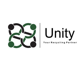 Logo in the form of a group of people holding hands. Unity, mutual help. EPS10.
