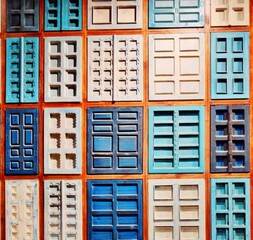 real classic picture of  colorful set of windows at musium 