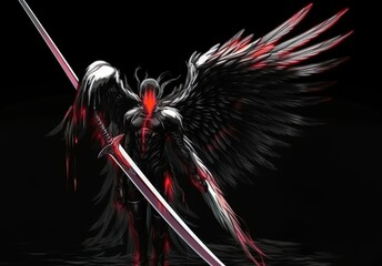 Red Fallen Warrior Angel - Generative AI