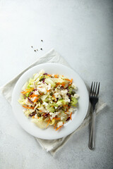 Healthy vegetable salad with cottage cheese