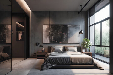 Fototapeta premium bedroom interior architecture features a minimalist style