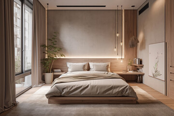 bedroom interior architecture features a minimalist style