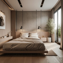 bedroom interior architecture features a minimalist style