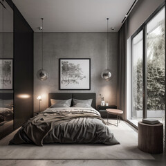 bedroom interior architecture features a minimalist style