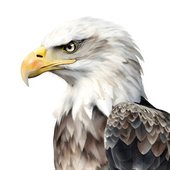 Obraz premium Bald Eagle, Watercolor, Clipart, Eagle, design elements isolated over a transparent background, Design Elements, Transparent Background, Wildlife, Bird, National Symbol, America, USA, AI image