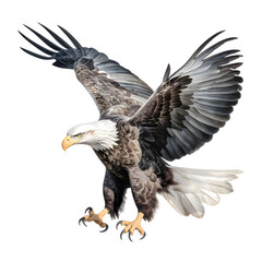 Bald Eagle, Watercolor, Clipart, Eagle, design elements isolated over a transparent background, Design Elements, Transparent Background, Wildlife, Bird, National Symbol, America, USA, AI image