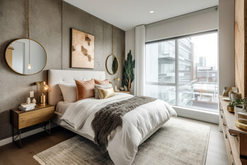 Fototapeta premium bedroom interior architecture features a minimalist style