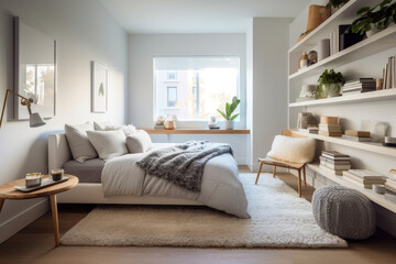 Fototapeta premium bedroom interior architecture features a minimalist style