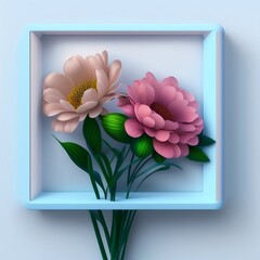 Ai minimal banner with beautiful flowers framed for mother's day 