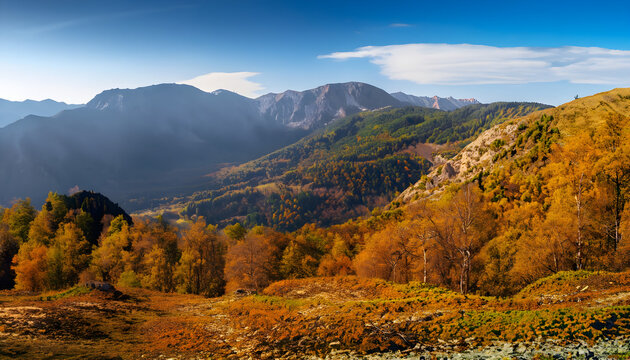 Panorama mountain autumn landscape , Ai generated 