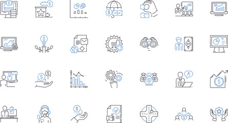 Social tech line icons collection. Nerking, Collaboration, Influencer, Engagement, Sharing, Community, Empowerment vector and linear illustration. Viral,Digital,Algorithms outline signs set
