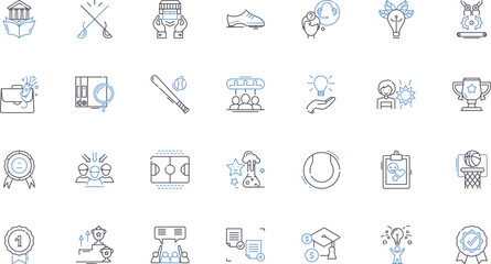 Extramural sports line icons collection. Competition, Endurance, Fitness, Teamwork, Skill, Training, Practice vector and linear illustration. Victory,Stamina,Challenge outline signs set