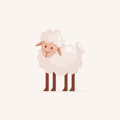 vector cartoon illustration of a sheep