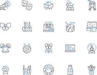 Inspired line icons collection. Motivated, Creative, Imaginative, Energized, Enthusiastic, Inspired, Artistic vector and linear illustration. Innovative,Passionate,Driven outline signs set