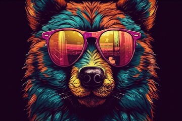 Wolf in sunglasses, Pop Art.