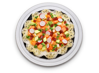 homemade Sushi pizza, creative sushi 