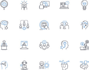 Contemplative individuals line icons collection. Reflective, Thoughtful, Introspective, Solitary, Meditative, Pensive, Contemplative vector and linear illustration. Philosophical,Wise,Deliberative
