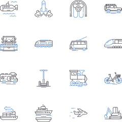 Shipping line icons collection. Freight, Logistics, Exporting, Importing, Transport, Carriers, Shipping vector and linear illustration. Cargo,Delivery,Transporting outline signs set